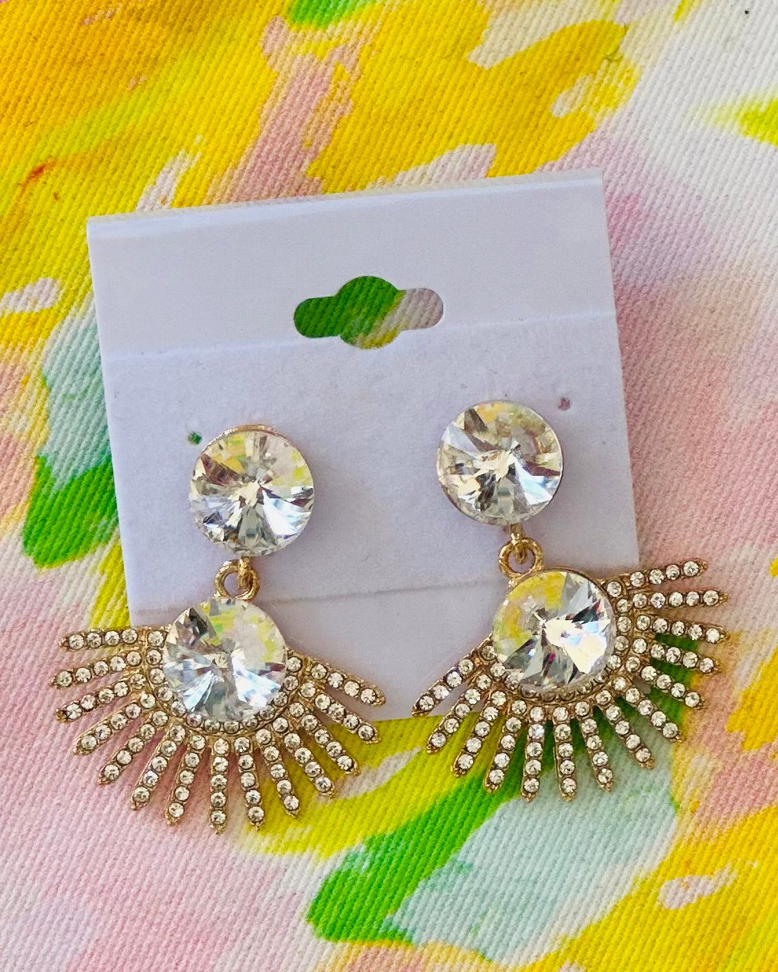 Radiant Crystal Sunburst Drop Earrings