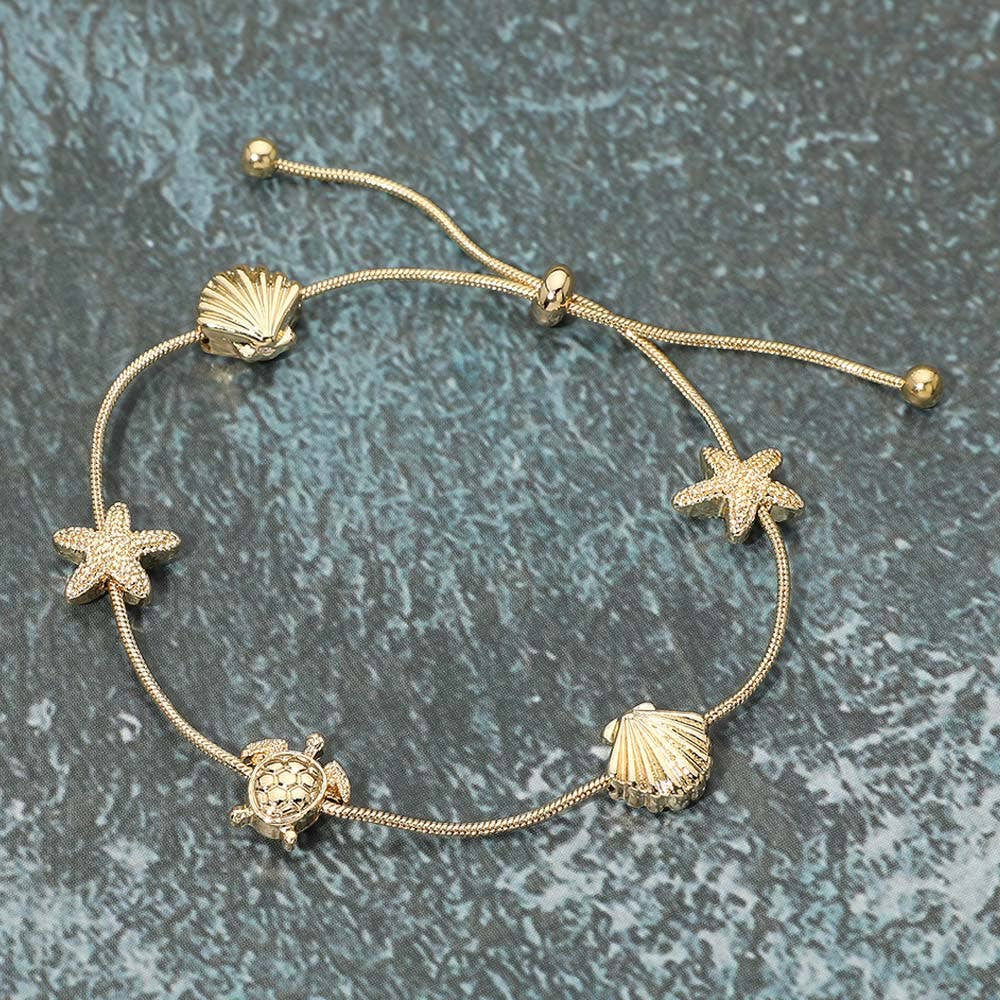 Starfish Shell Turtle Cinch Bracelet