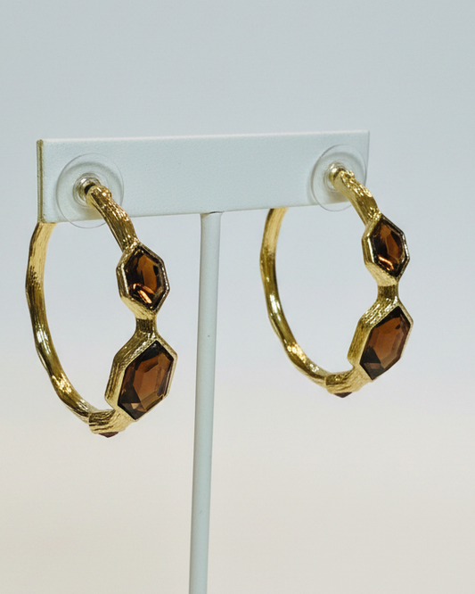 Smoky Topaz Organic Bark Hoops