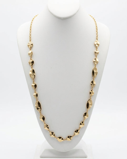 Riviera Hammered Marquise Long Link Necklace
