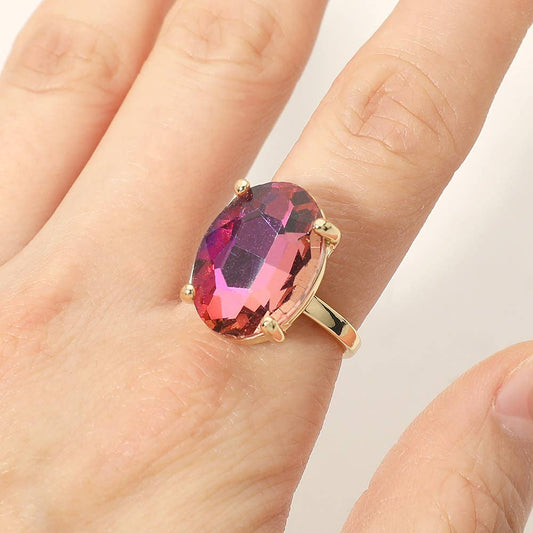 Bold Oval Stone Cluster Accent Adjustable Ring