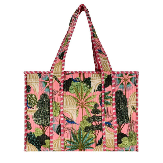 Cotton Palm Print Tote Bag- Small & Large