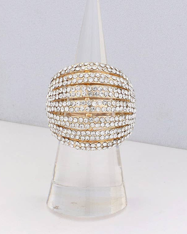 Crystal Rhinestone Pave Dome Stretch Ring
