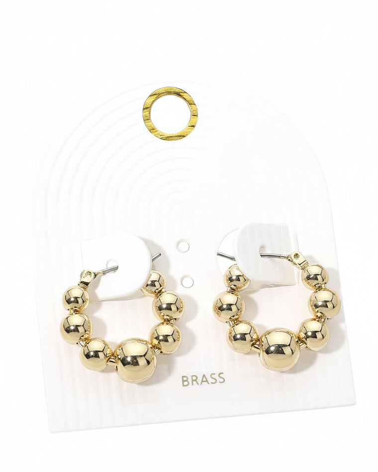 Beaded Pin Catch Hoop Earrings