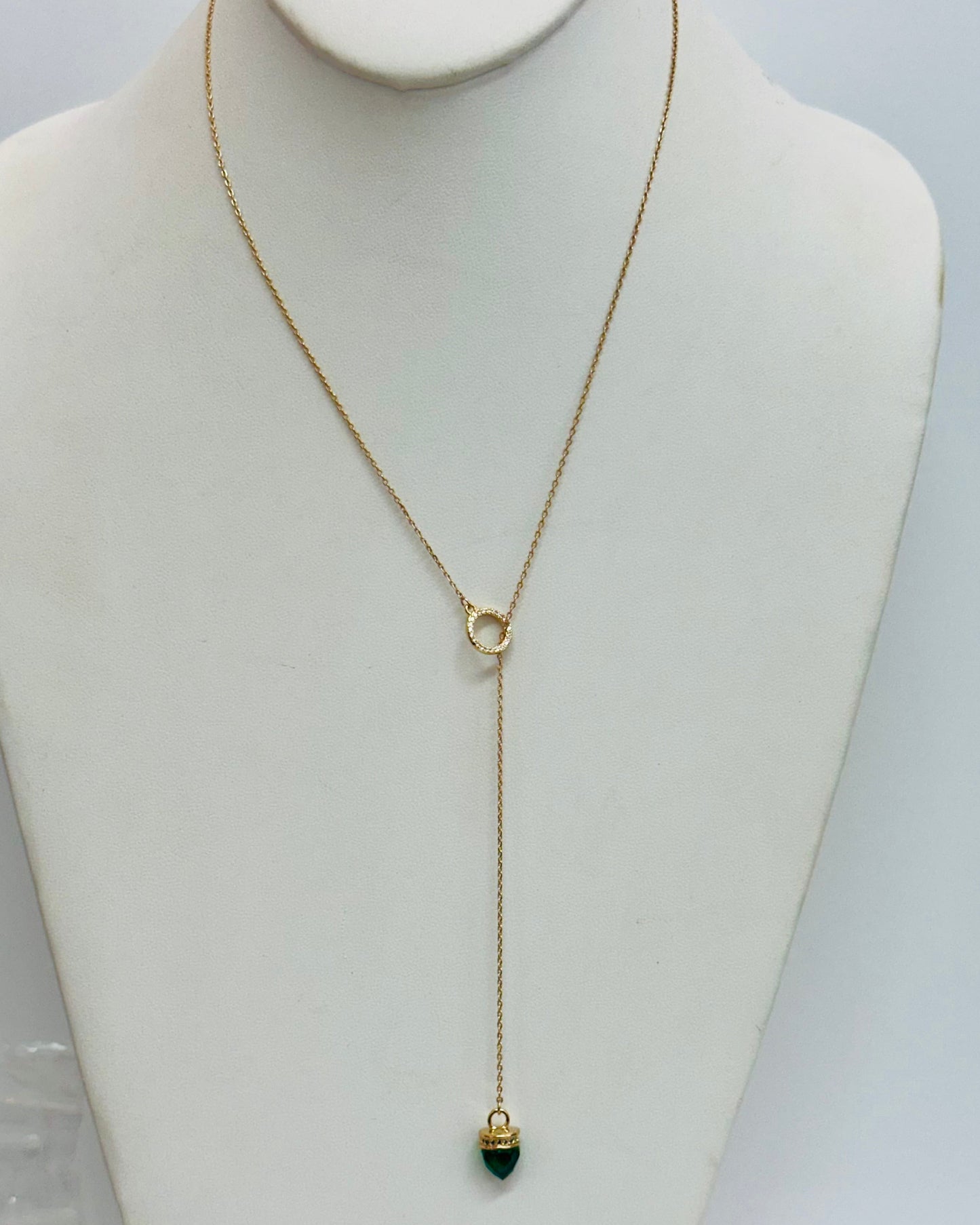 Vintage Emerald Cut-Out Y-Lariat Drop Necklace