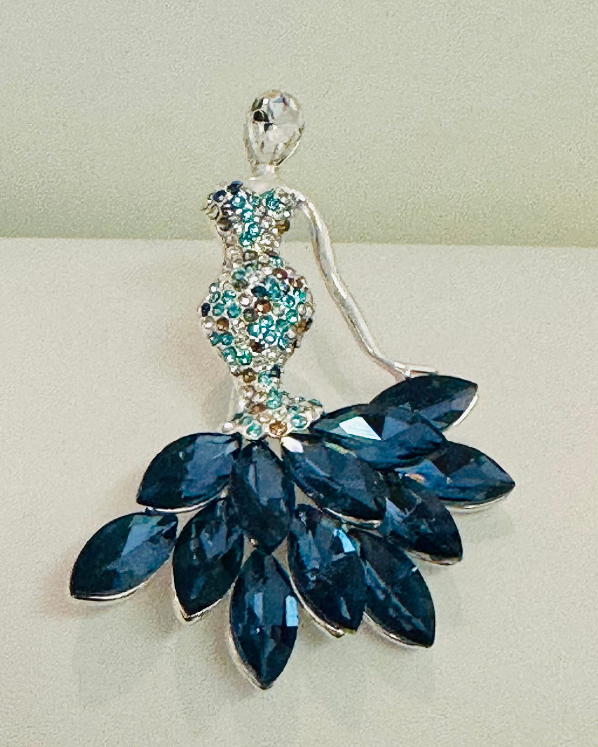 Navy Marquise Crystal Ballerina Pin