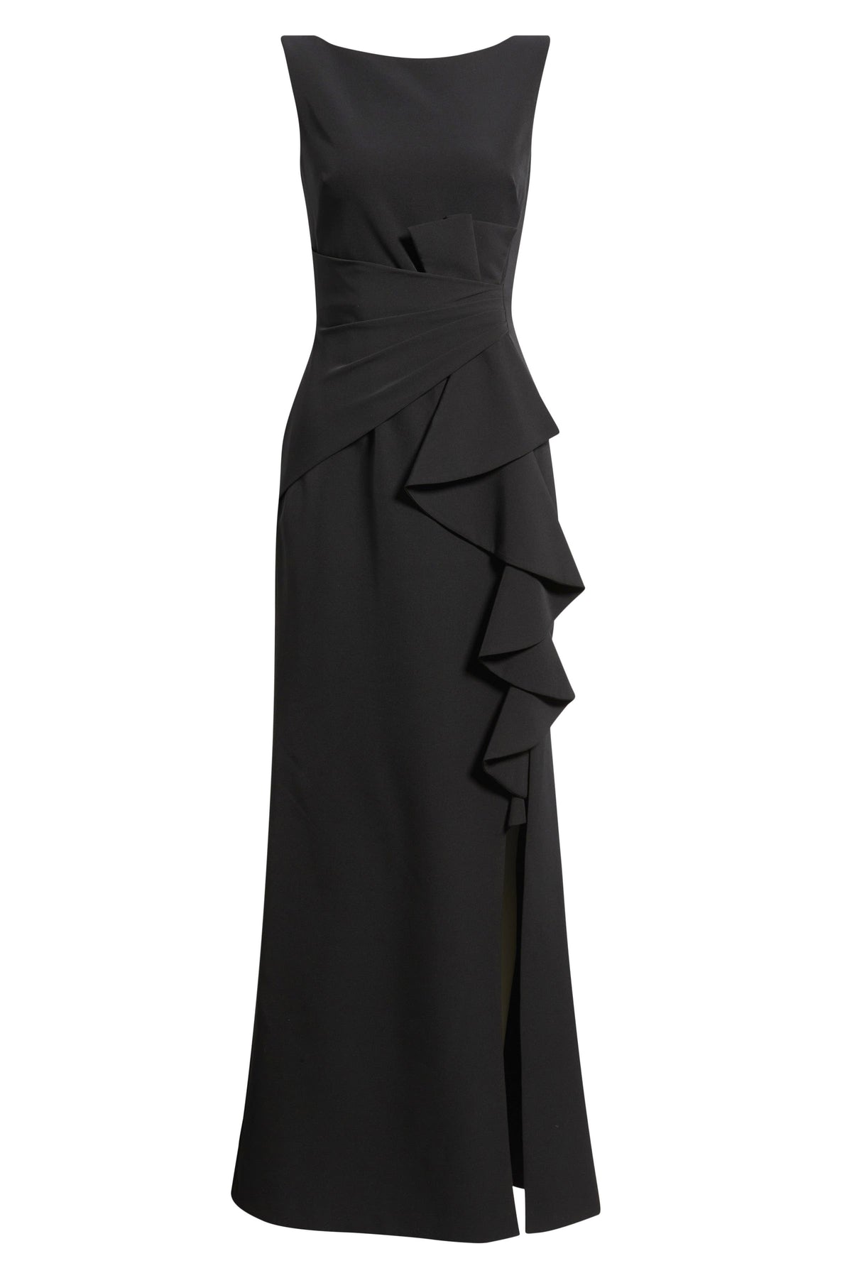 Eliza J Cascade Ruffle Sleeveless Gown