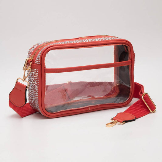 Bling Studded Clear Orange Crossbody Bag