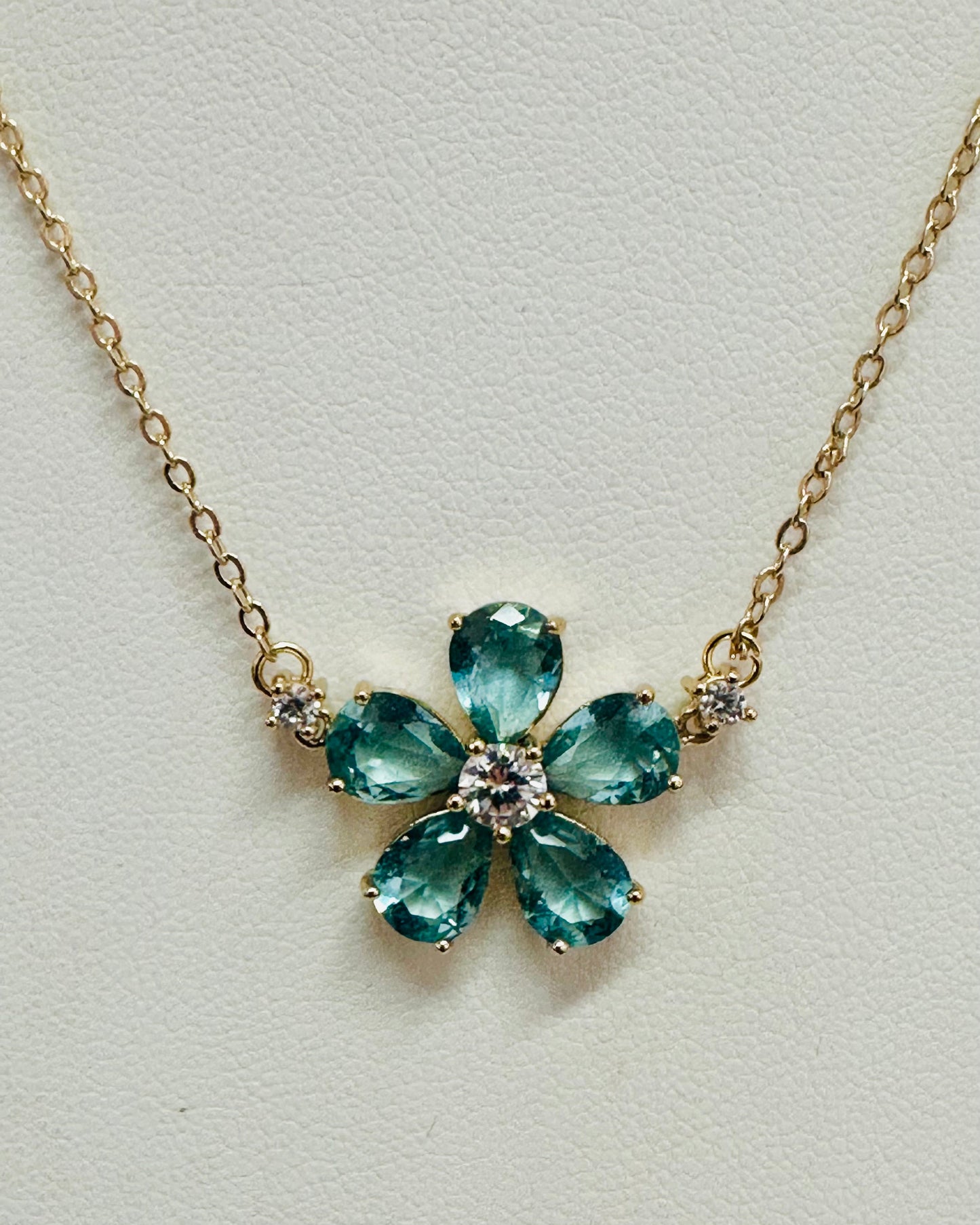 The Dahlia Teal Blossom Necklace