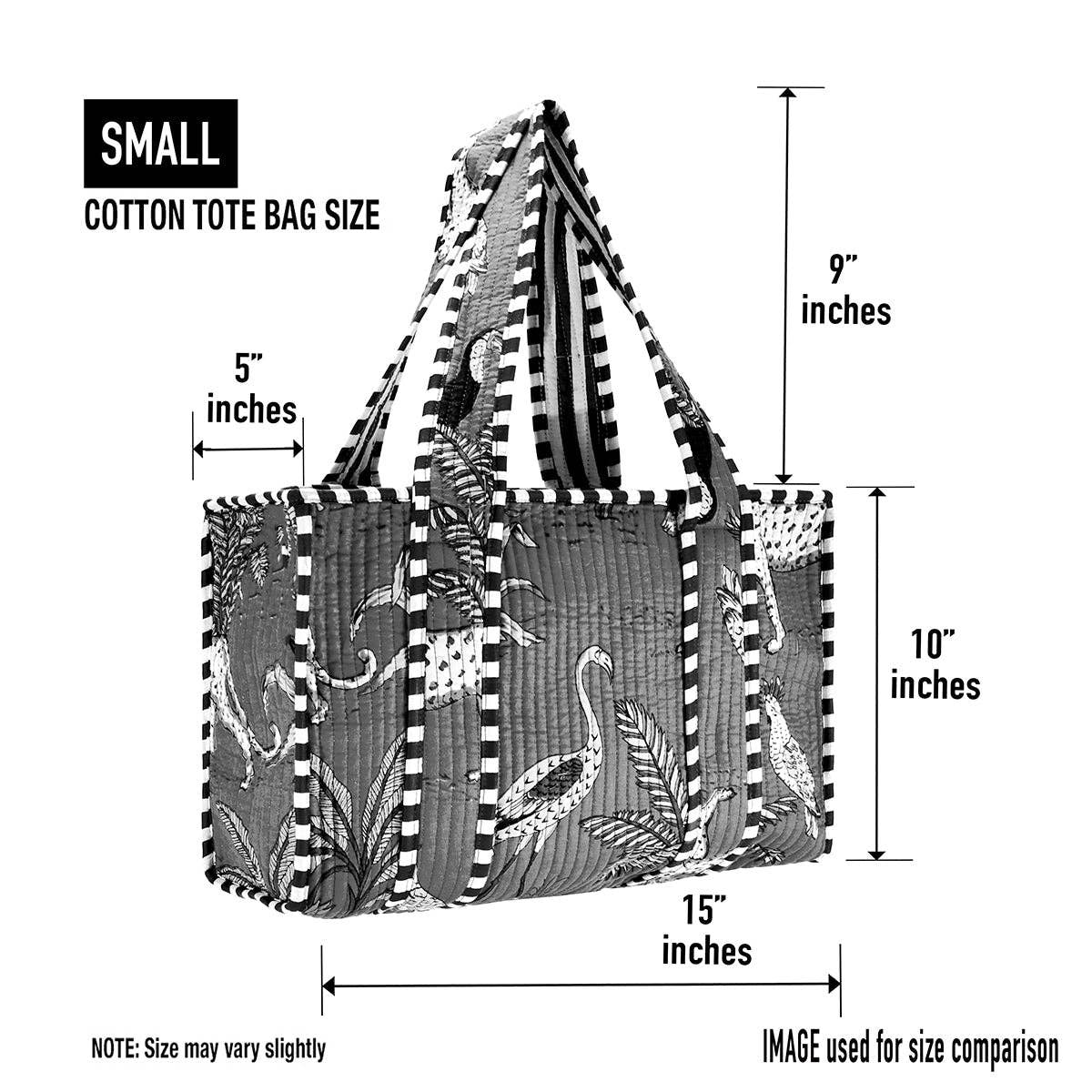Cotton Block Print Tote Bag- Small & Large