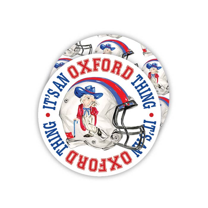 It's An Oxford Thing Helmet Red & Blue Rebel Round Coaster