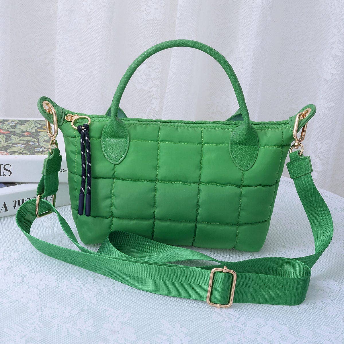 Quilted Puffer Satchel/Crossbody Bag