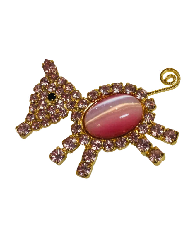 Blushing Crystal Piglet Figural Pin