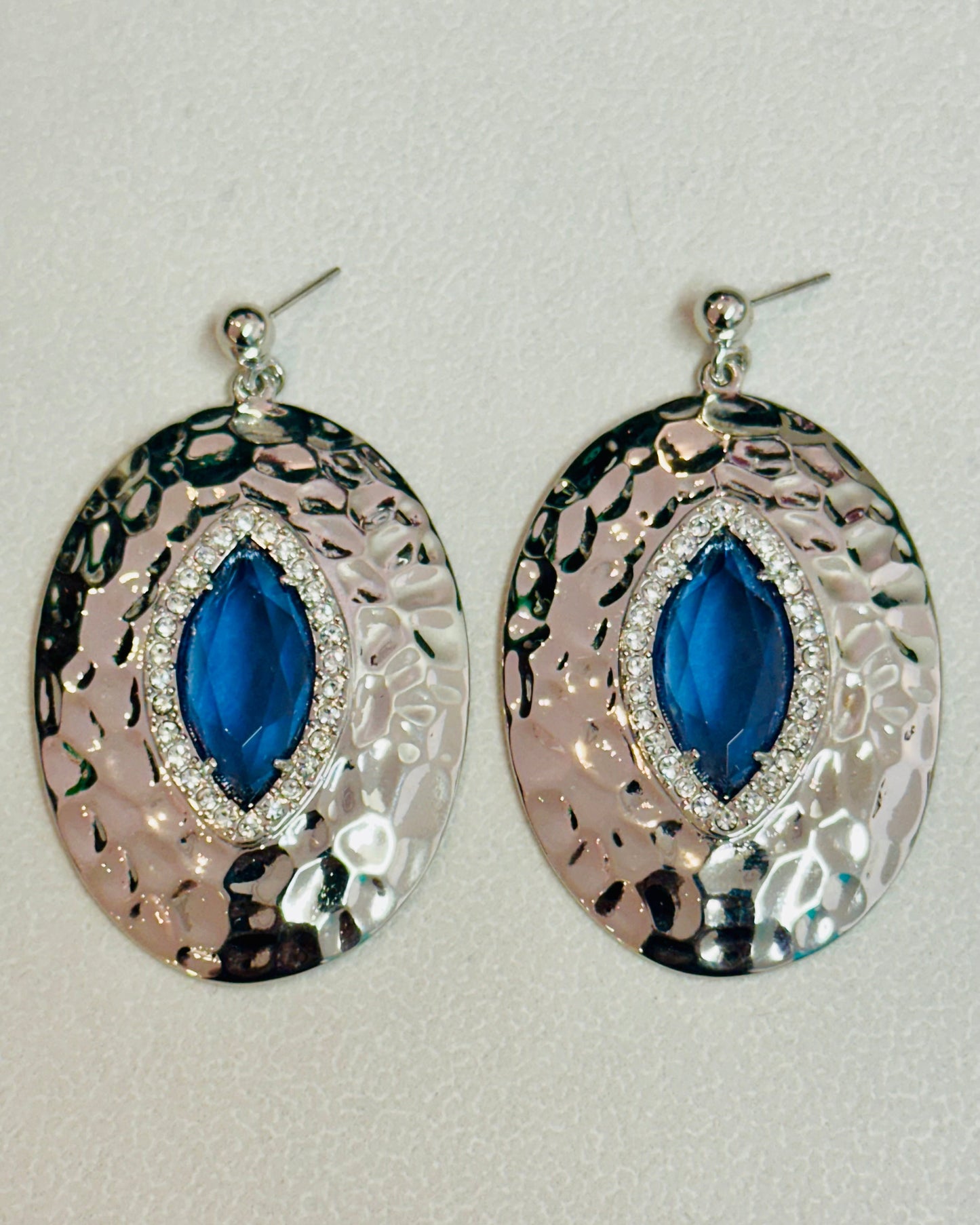 Vintage Midnight Sapphire Shield Earrings