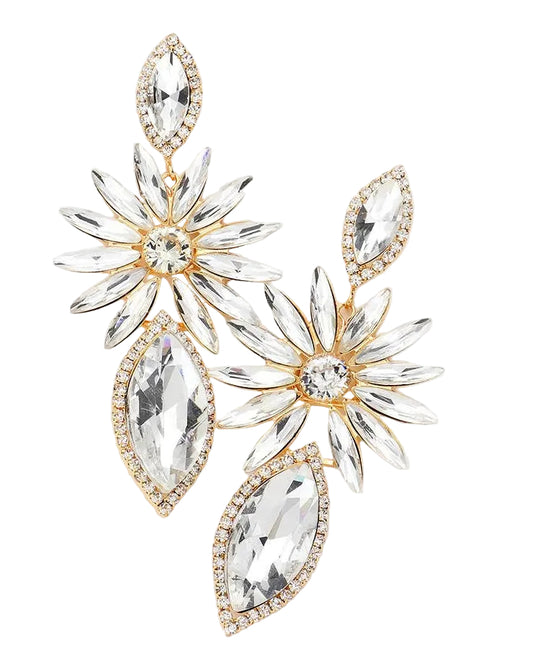 Floral Marquise Cluster Evening Earrings