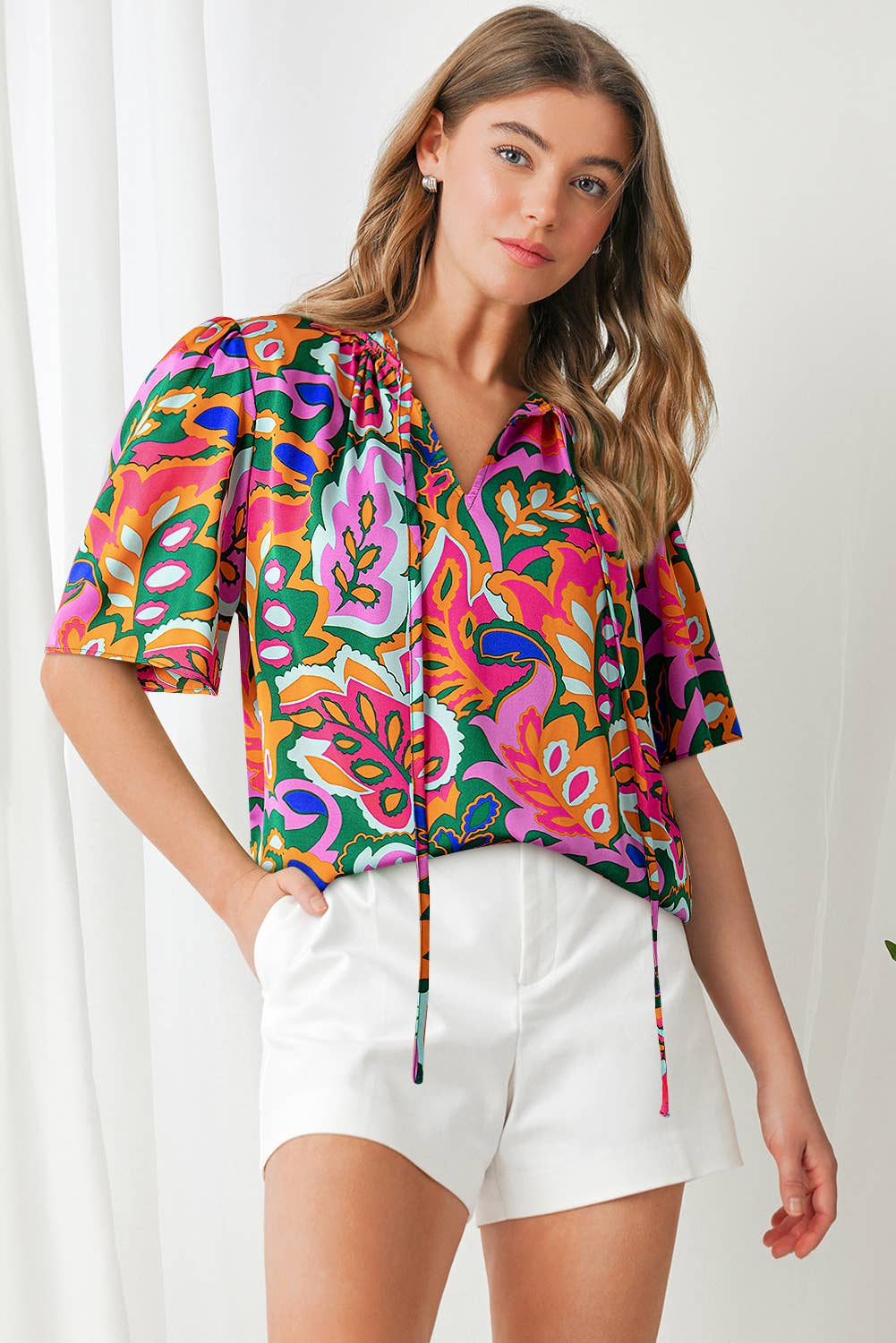 Tropical Dreams Puff Sleeve Blouse