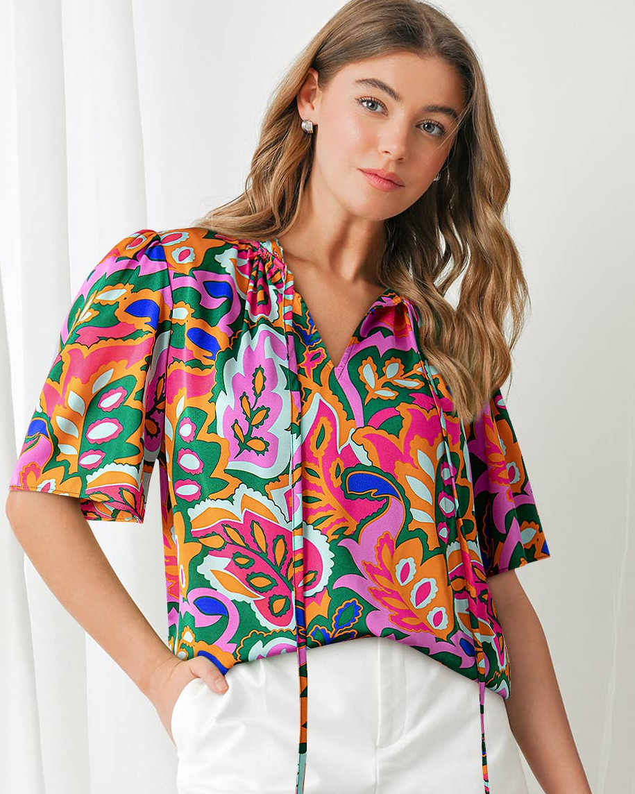 Tropical Dreams Puff Sleeve Blouse
