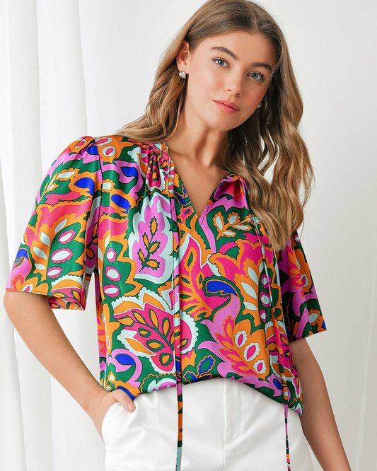 Tropical Dreams Puff Sleeve Blouse