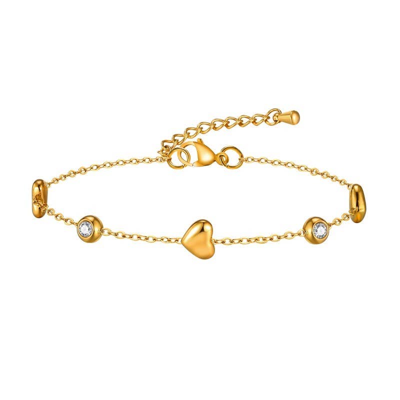 Rhinestone & Hearts Delicate Bracelet