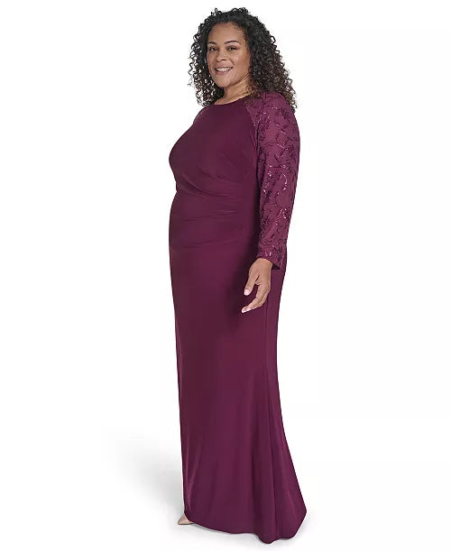 Jessica Howard Plus Size Raglan Sleeve Combo Gown