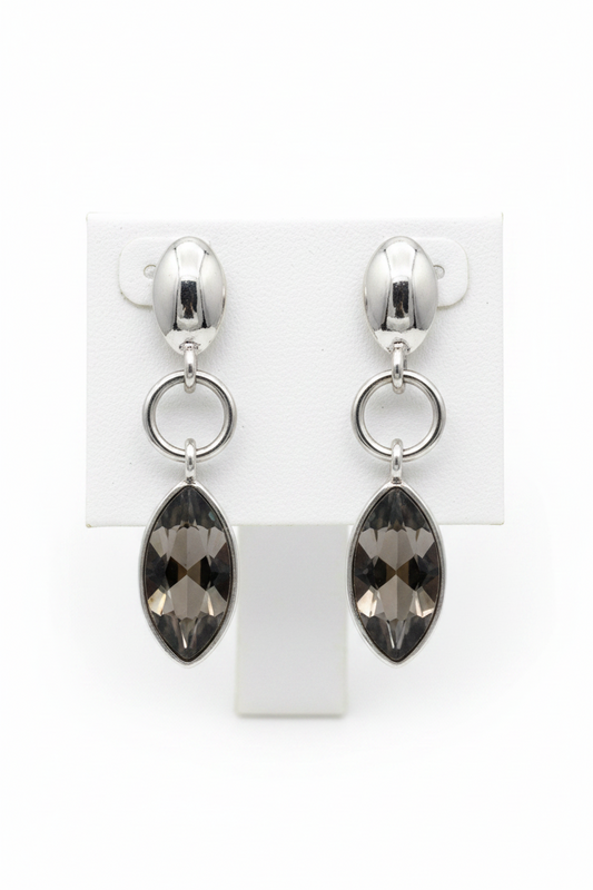 Vintage 1990s Smoky Crystal Geometric Drop Earrings