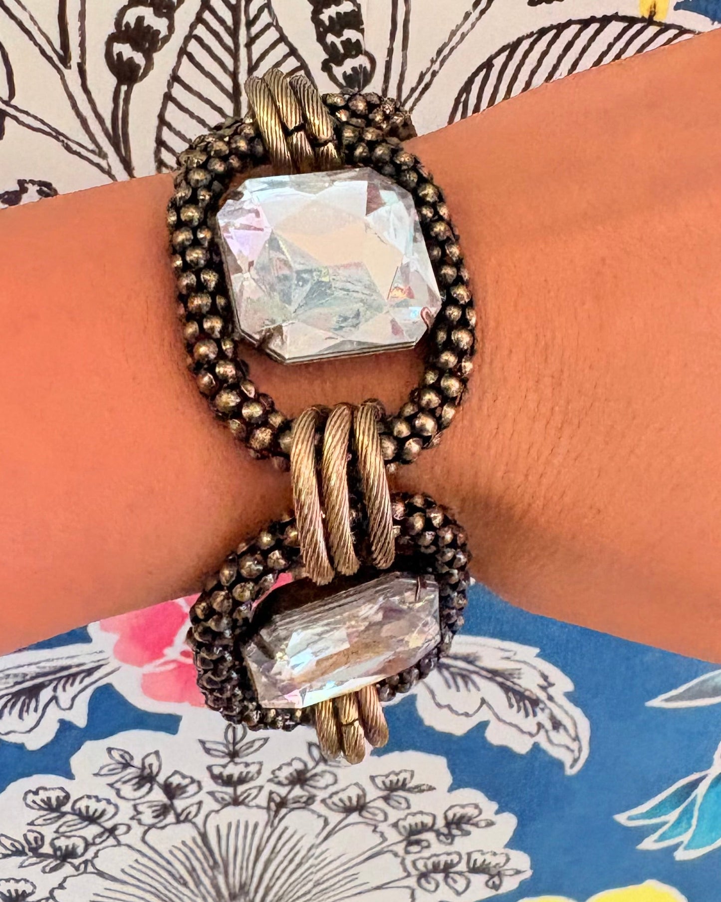 Vintage Archival Triple Crystal Link Bracelet
