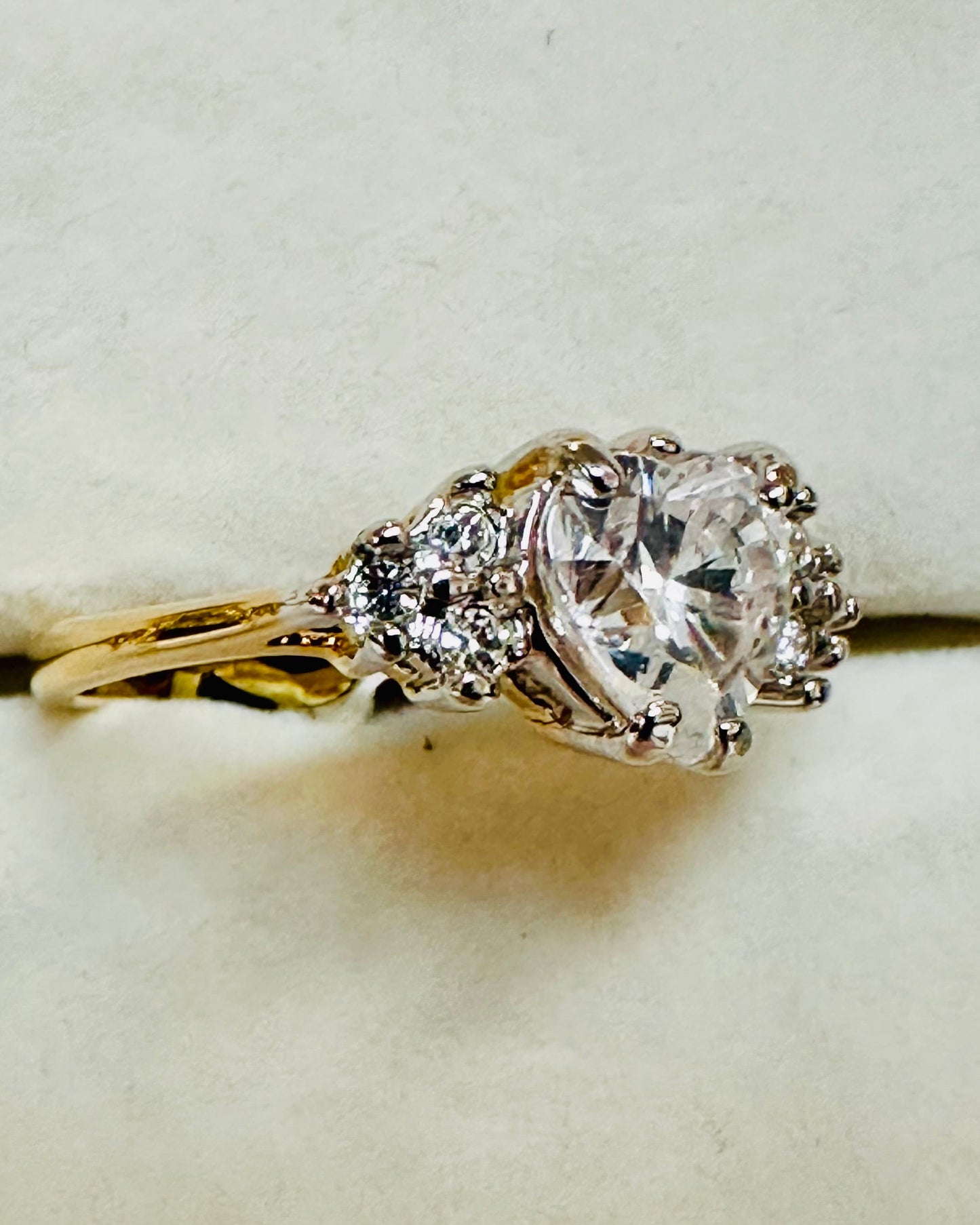 Vintage Sweetheart Cluster Solitaire Ring