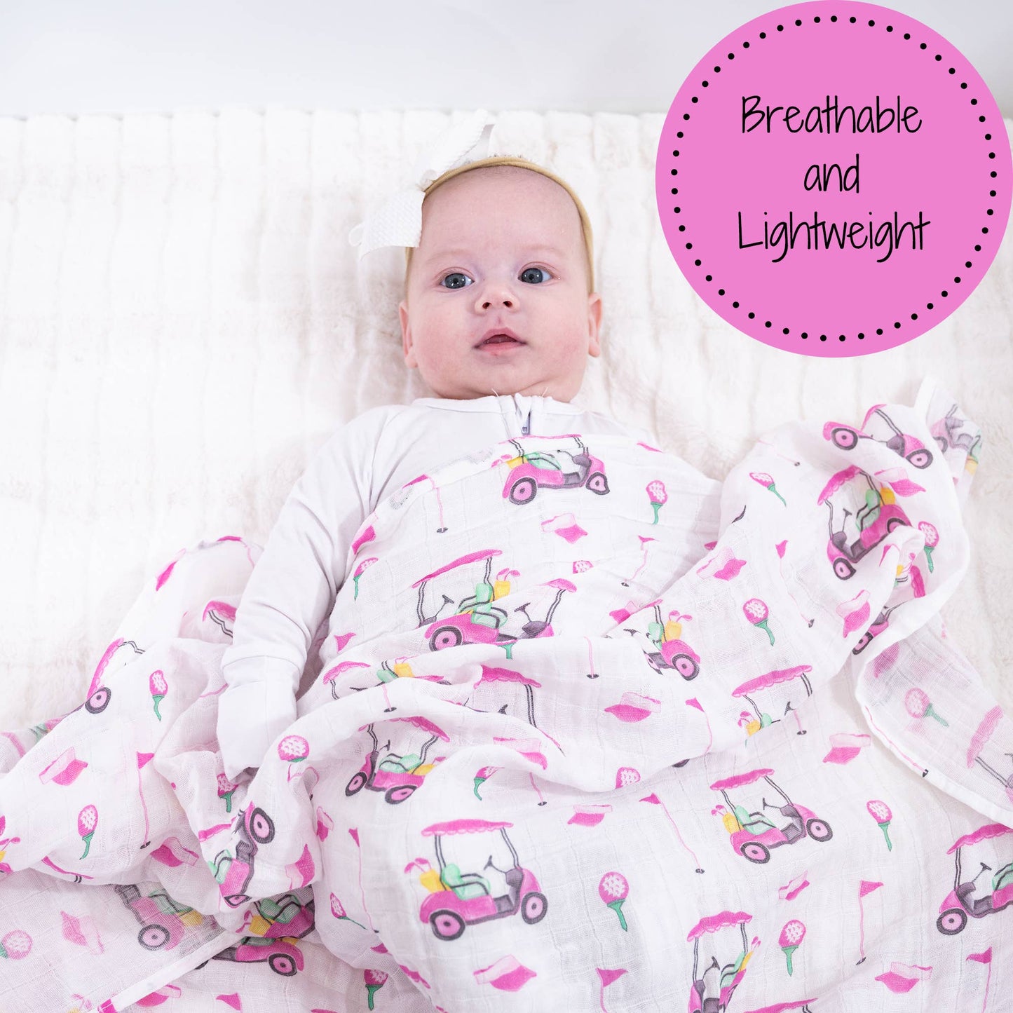 Pink Golf Baby Muslin Swaddle Blanket