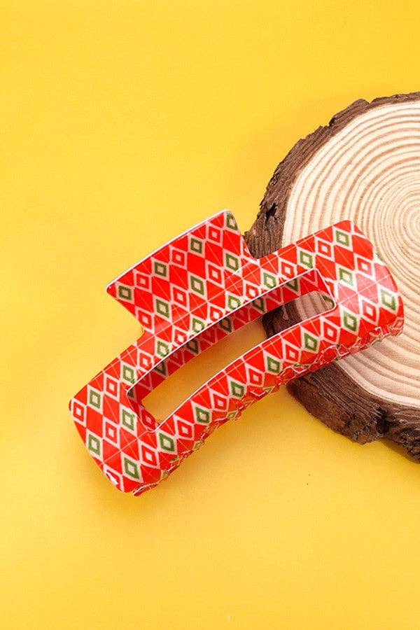 Holiday Patterned Hair Claw Clips
