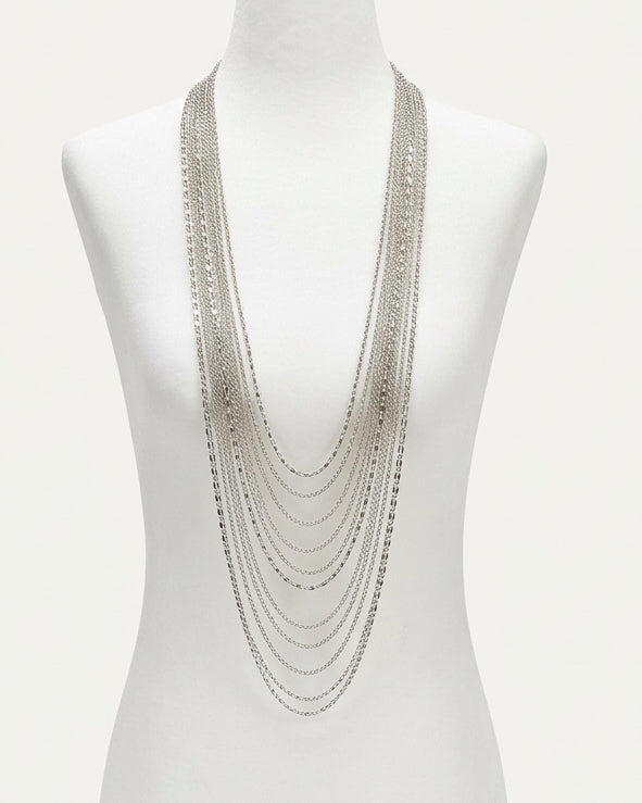 Liquid Silver Multi-Strand Waterfall Necklace