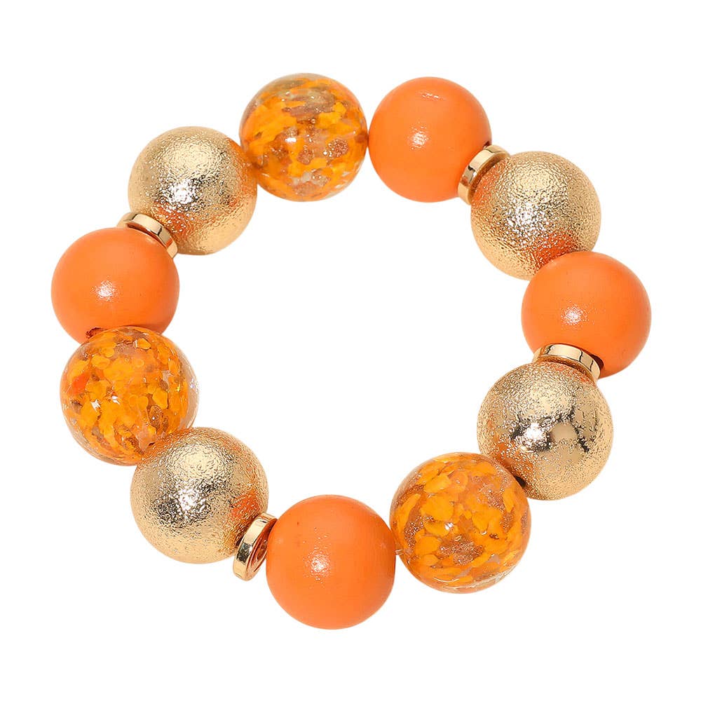 Textured Metal Beaded Stretch Bracelet