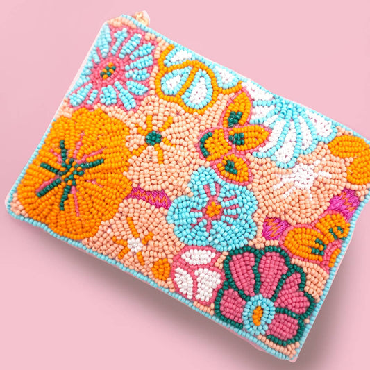 Floral Bead Coin Bag