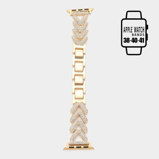 Stone Paved Metal Chain Link Apple Watch Band
