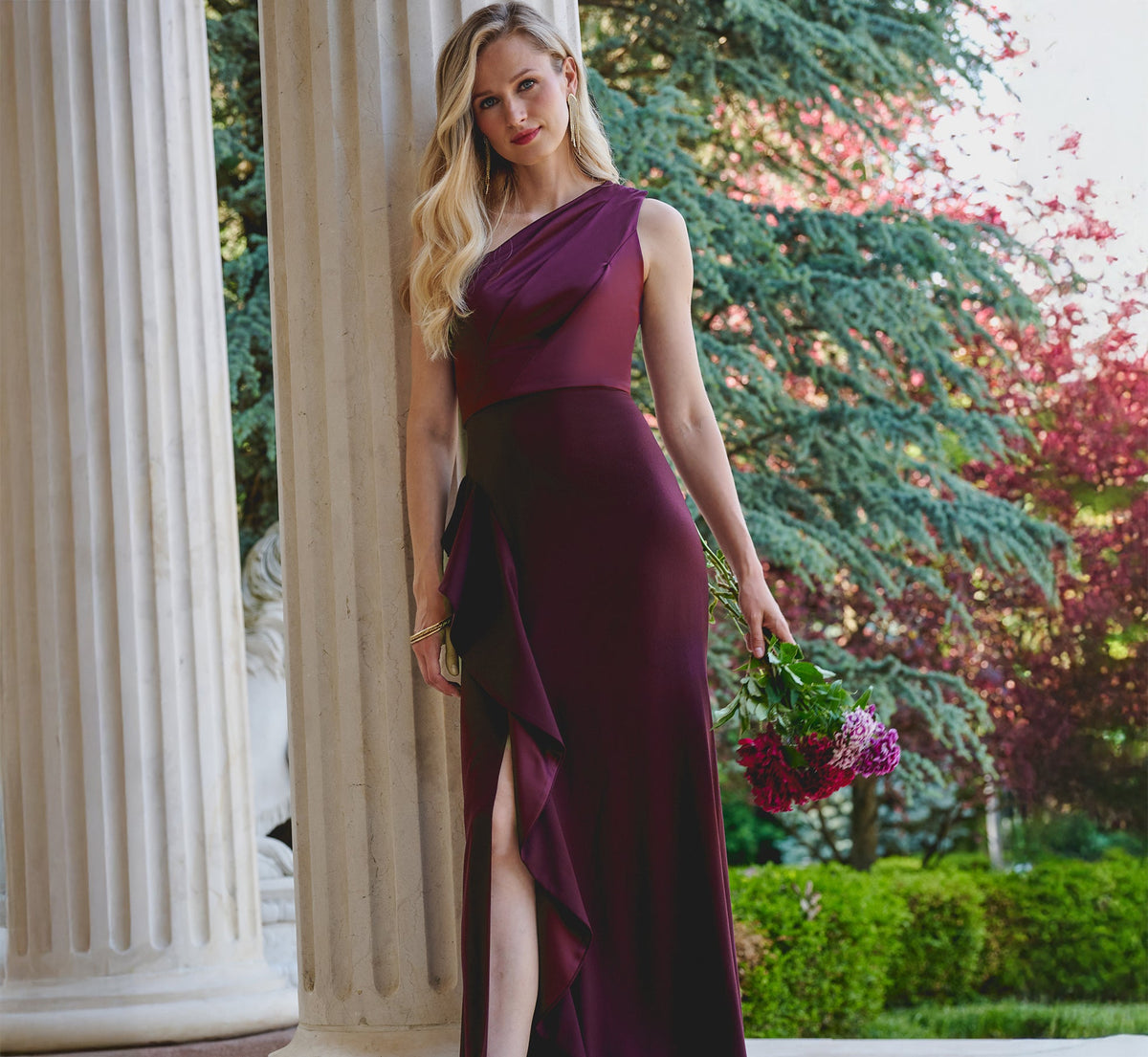Adrianna Papell Women's One-Shoulder Draped Gown