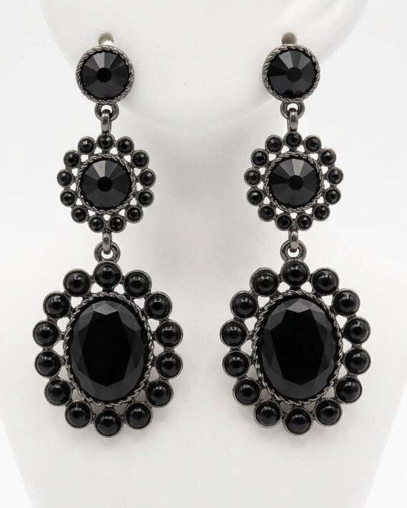 The Midnight Gala Triple-Tier Drop Earrings