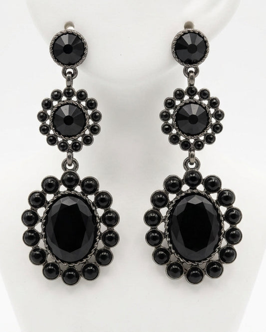 The Midnight Gala Triple-Tier Drop Earrings