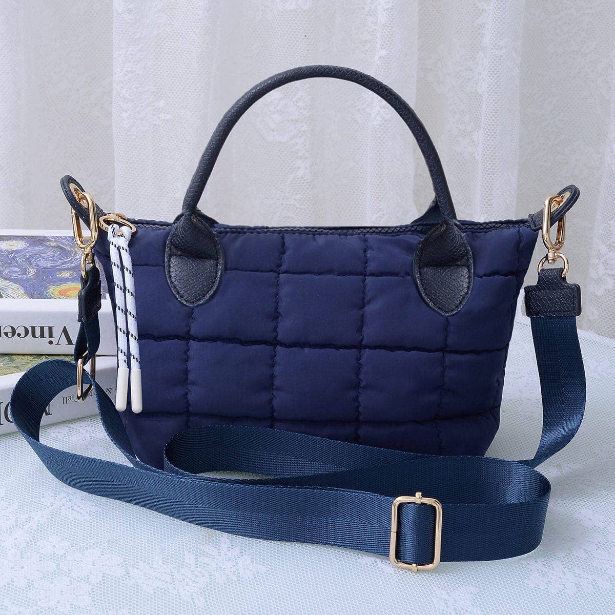 Quilted Puffer Satchel/Crossbody Bag