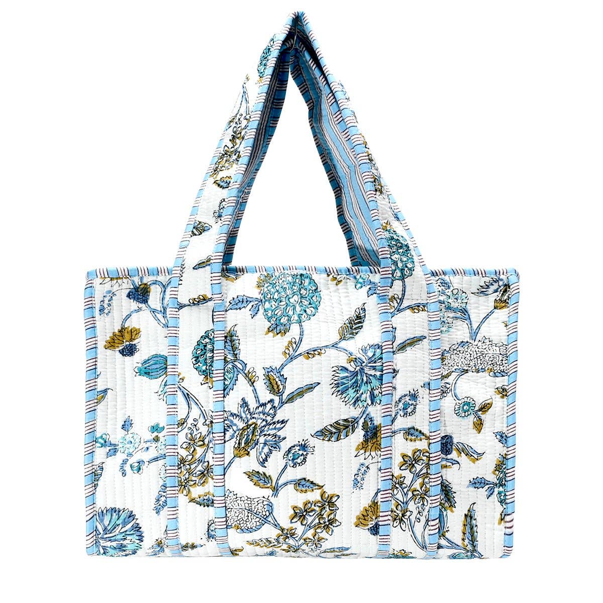 Light Blue Cotton Tote Bag- Large