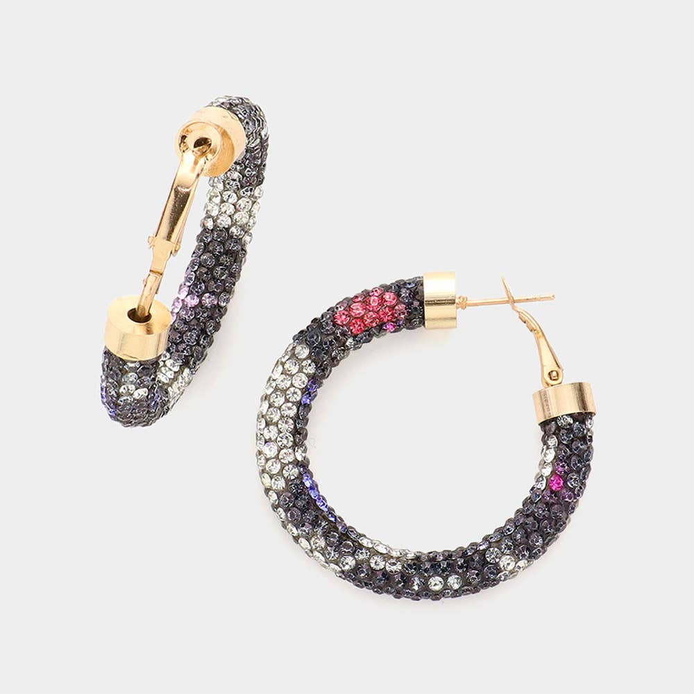 Rhinestone Pave Hoop Earrings