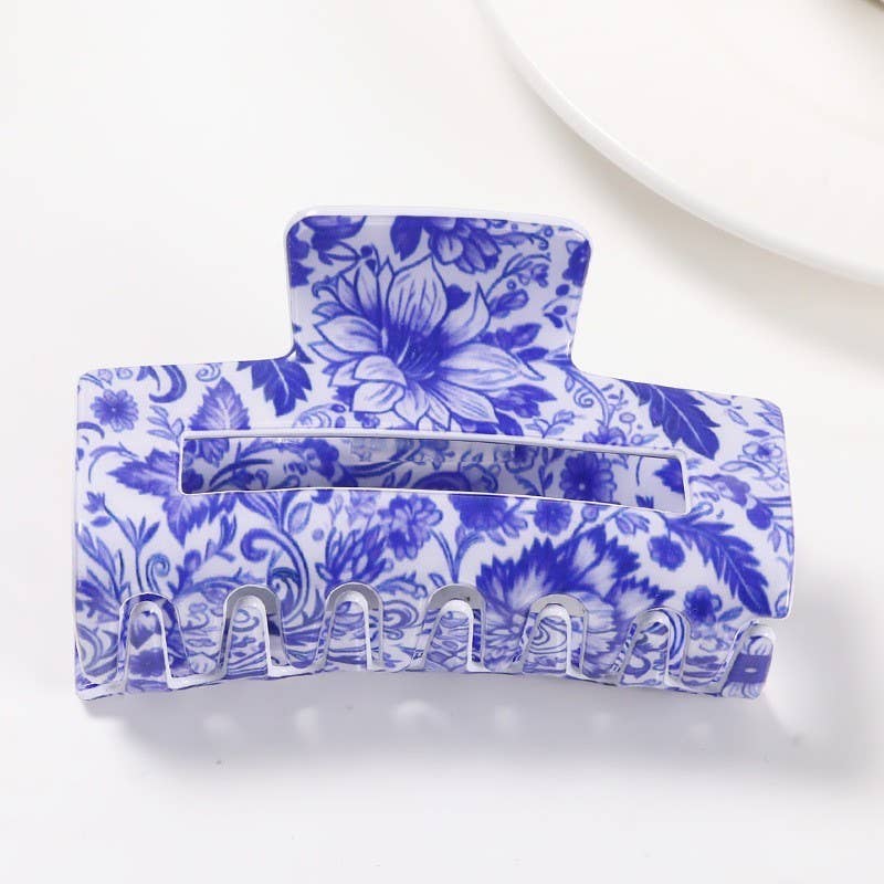 Vintage Porcelain Blue Claw Clips