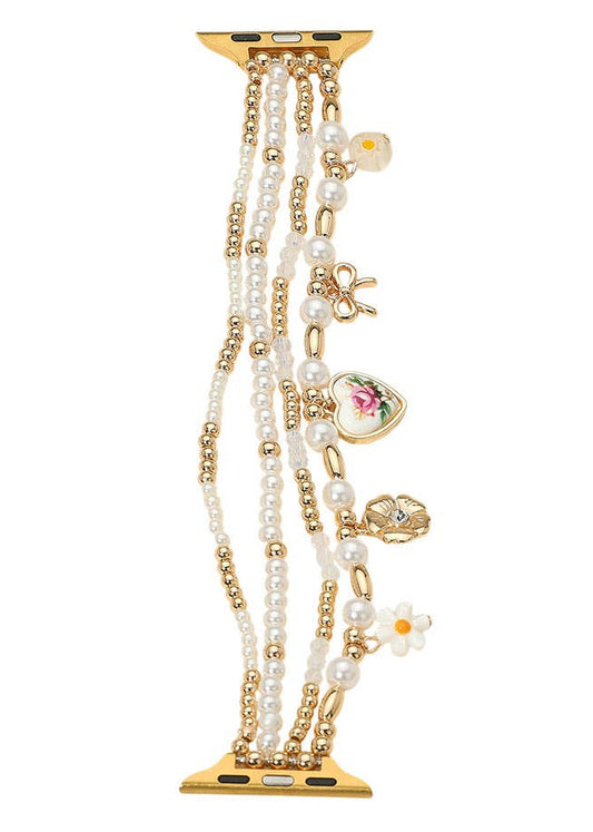 Ceramic Charm Pearl Multi Layered Apple Watch Band
