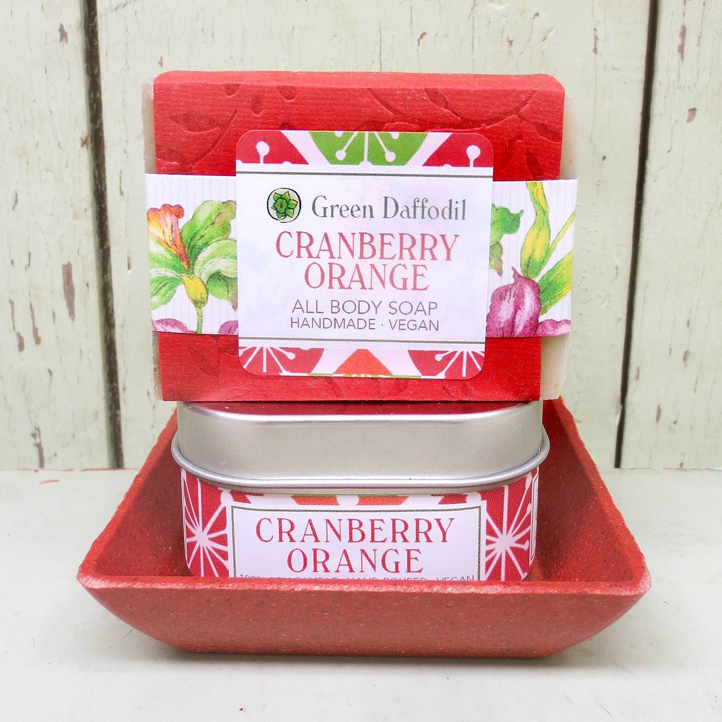 Cranberry Orange Candle & Soap  Dish Gift Kit - Christmas