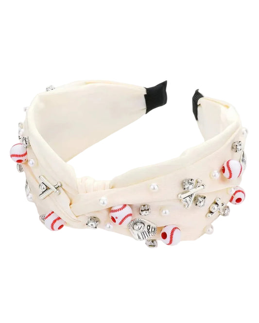 Baseball Embellished Twisted Headband