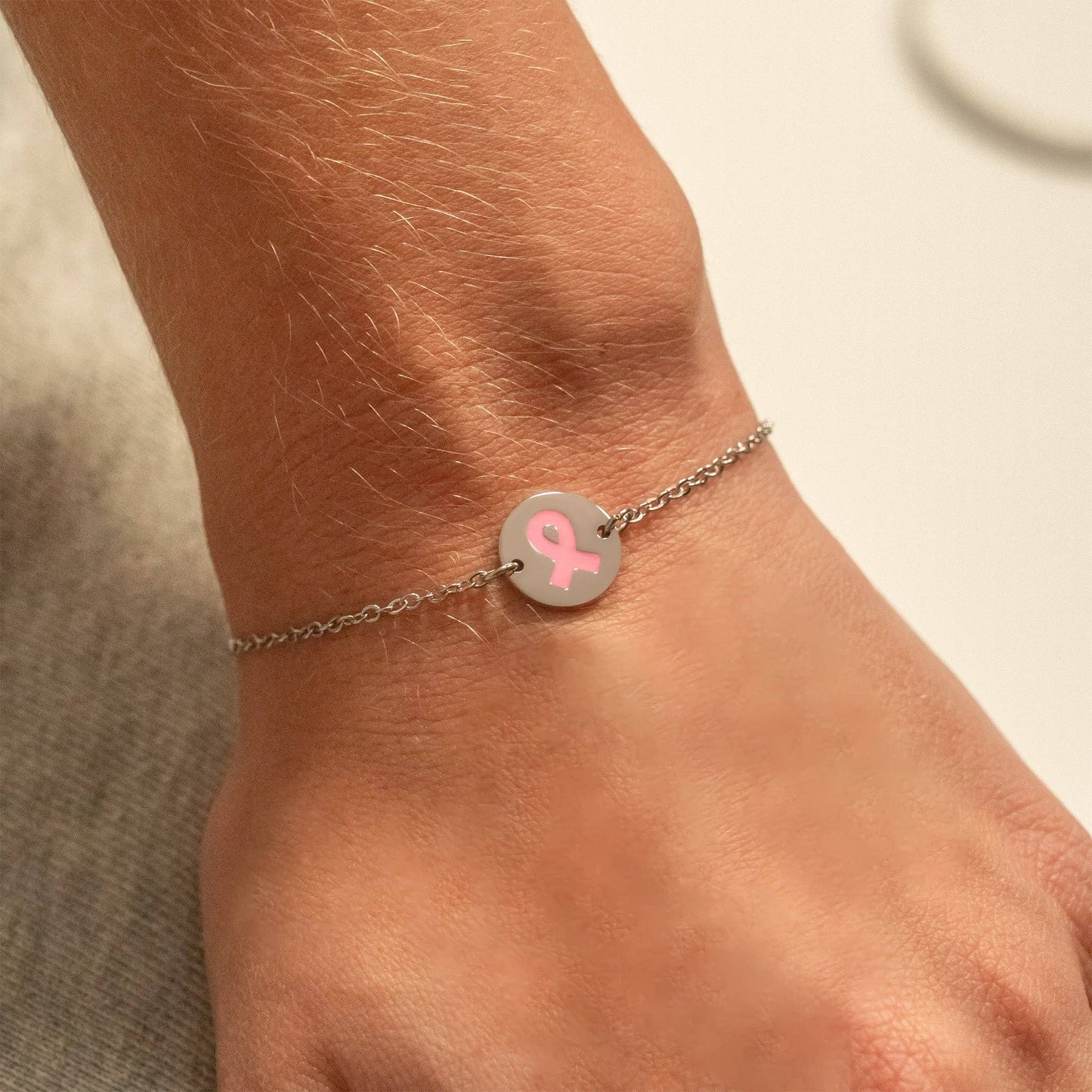 Breast Cancer Awareness Adjustable Circle Bracelet