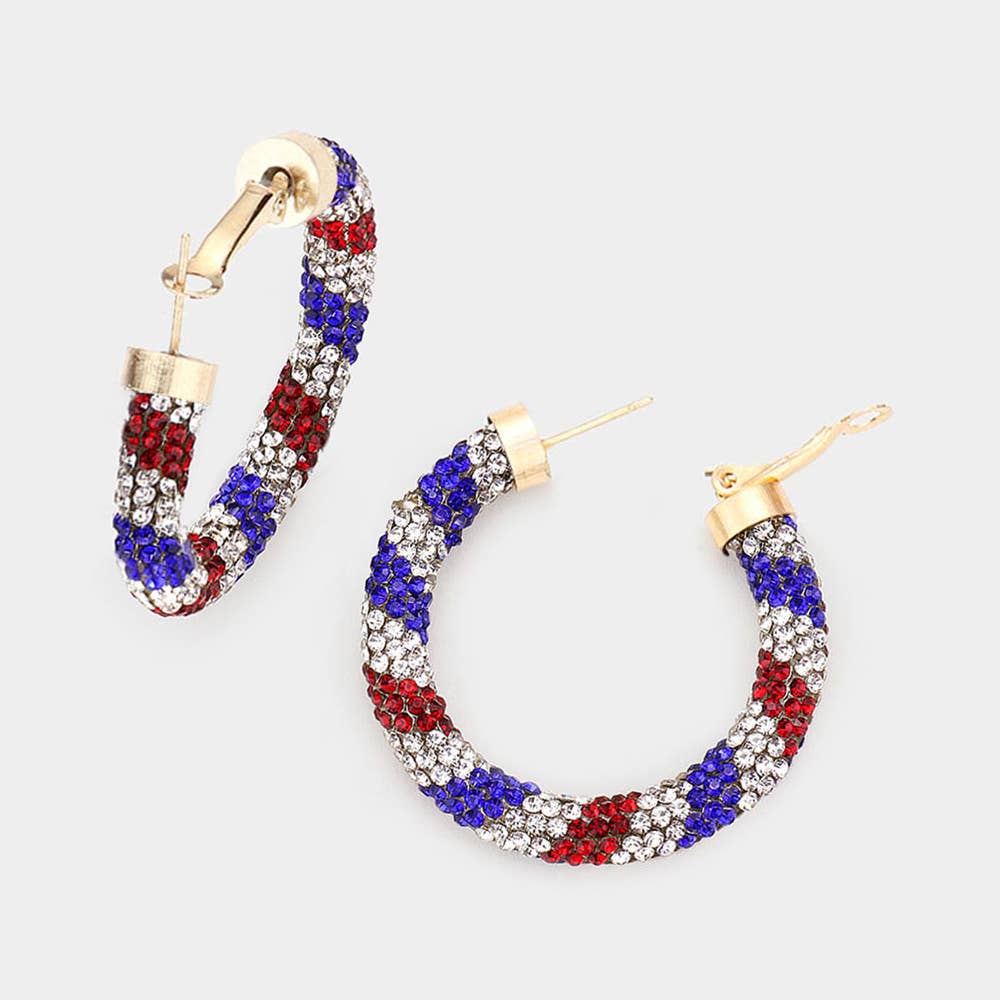 Rhinestone Pave Hoop Earrings