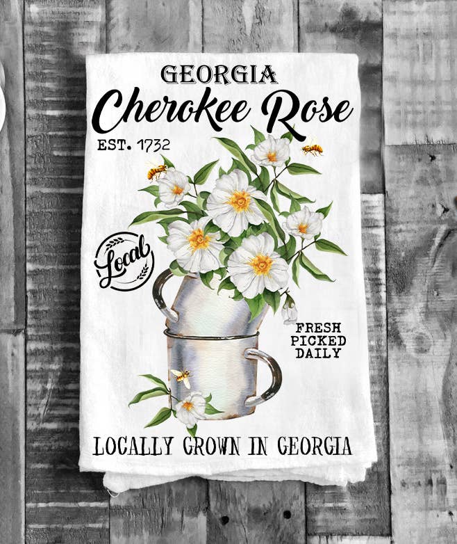 Georgia State Cherokee Rose Fort Moore Towel