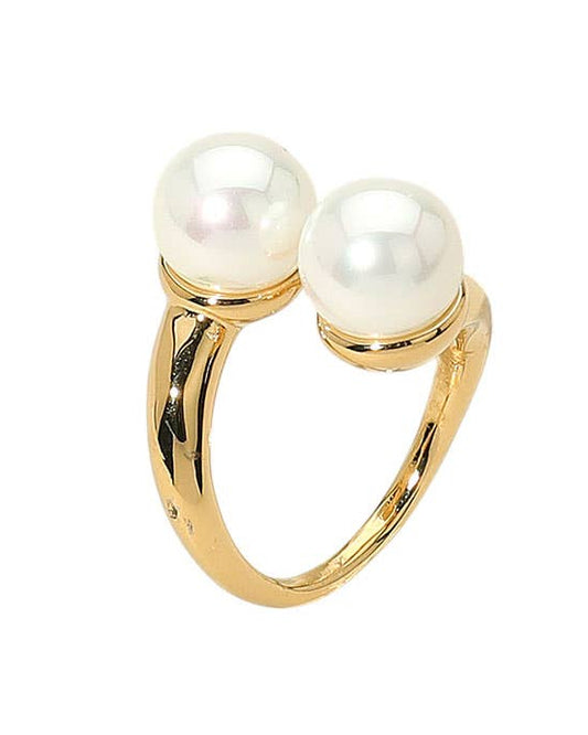 Stainless Steel Pearl Tip Adjustable Ring