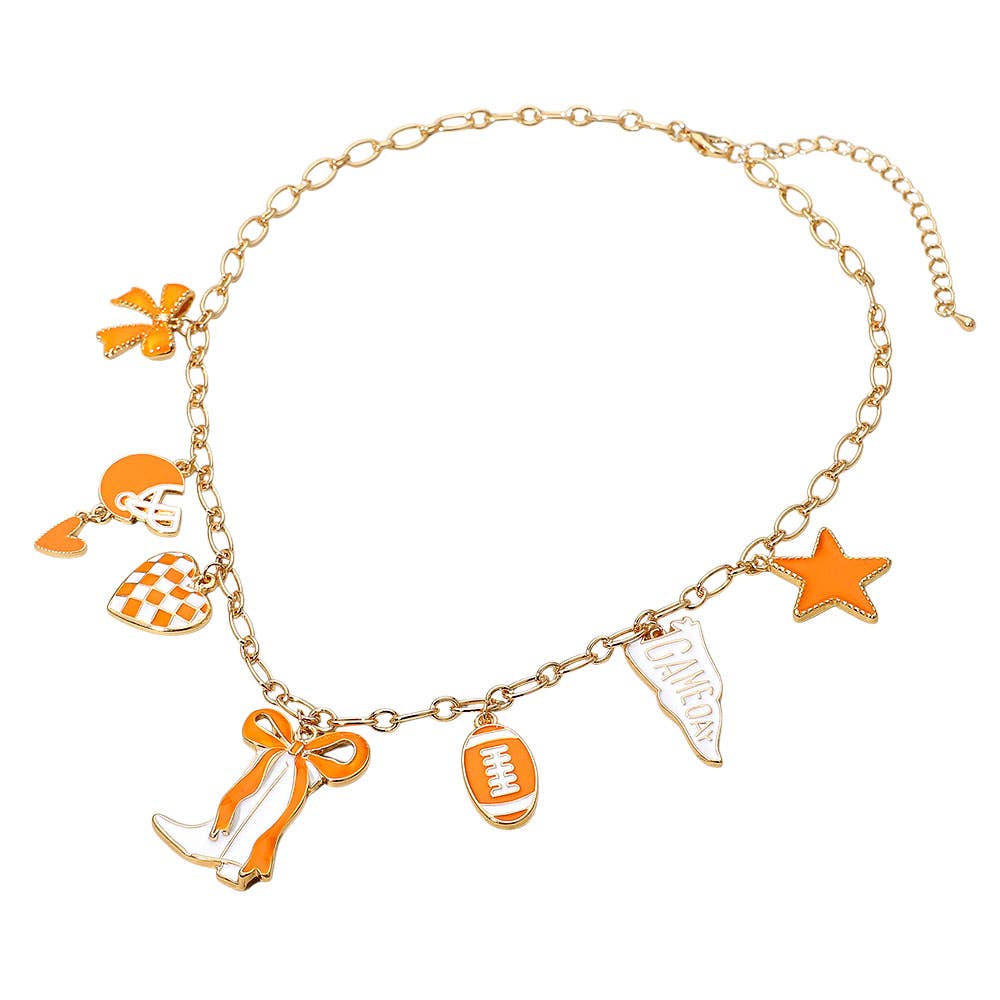 Game Day Football Theme Charm Station Necklace