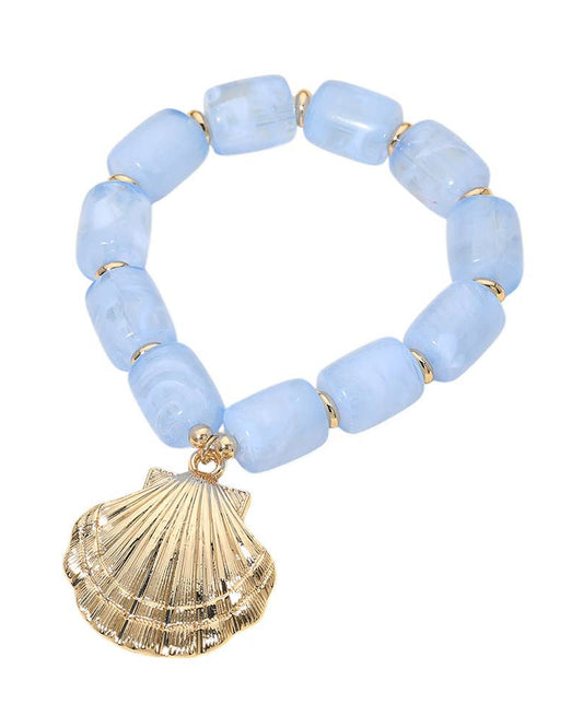 Bold Seashell Chunky Resin Stretch Bracelet