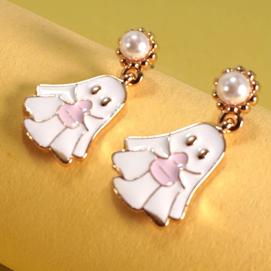 White Ghost Drop Pearl Earrings